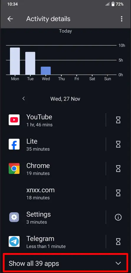 how to see screen time on android